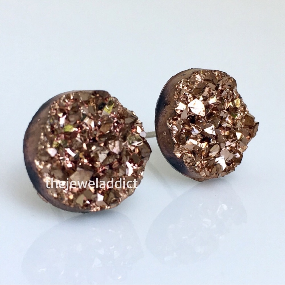 3 for 15🎀chunky rose gold Druzy style earrings - Picture 3 of 6